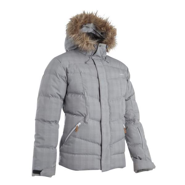 Пуховик для занятий лыжами мужской тёмно-серый WEDZE